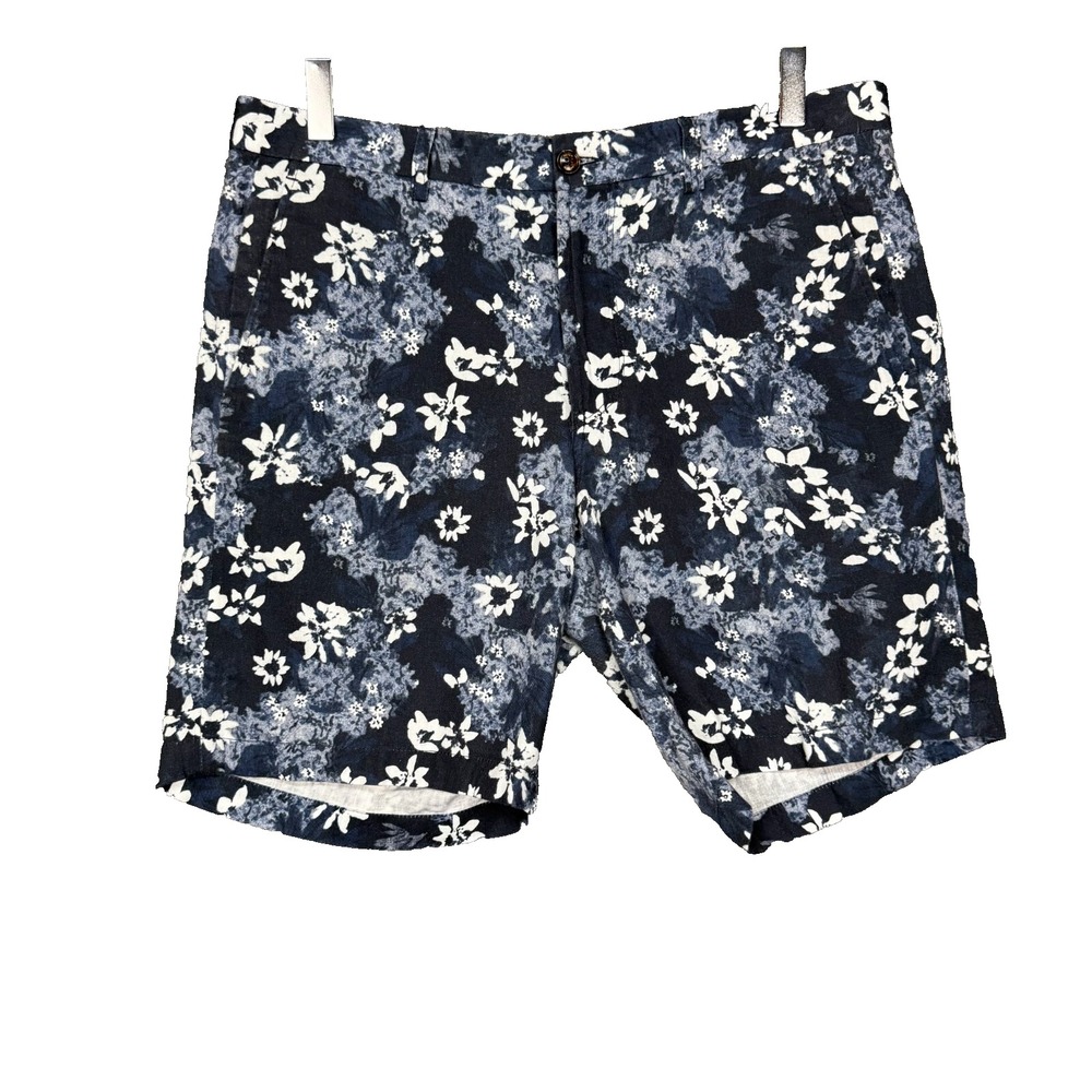 Peter Millar Shorts Mens 32 Blue Floral Cotton Linen Blend Collection MS19RT13